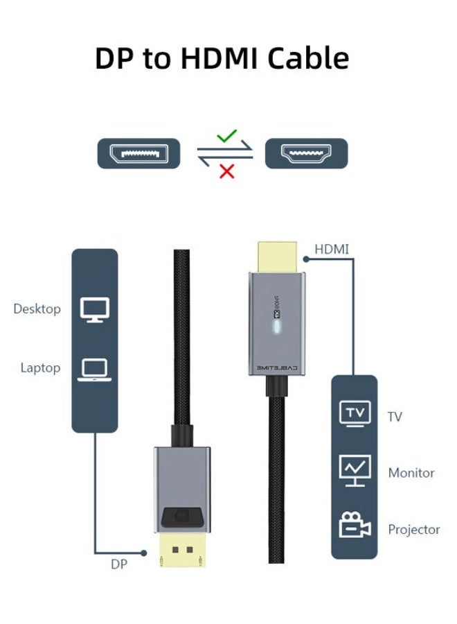 CABLETIME DISPLAYPORT TO HDMI CABLE MALE TO MALE 4K 60HZ UHD VIDEO CORD, DP TO HDMI ADAPTER CABLE FOR PC LAPTOP MONITOR TV PROJECTOR, HIGH SPEED AUDIO VIDEO SUPPORT, PLUG AND PLAY - Image 2